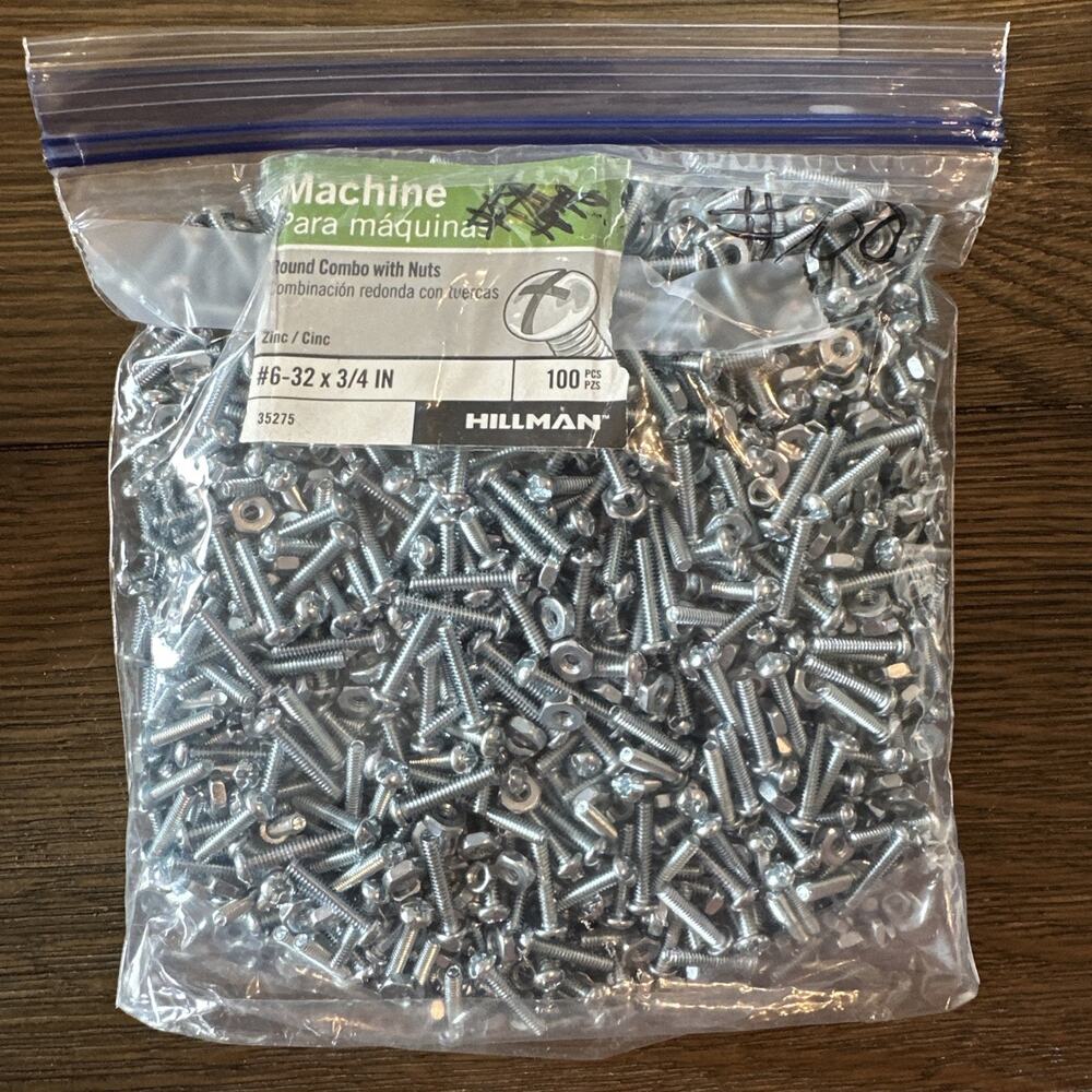 Hillman #6-32 x 3/4” Round Combo With Nuts Machine Screws\bolts #700 Count {E}